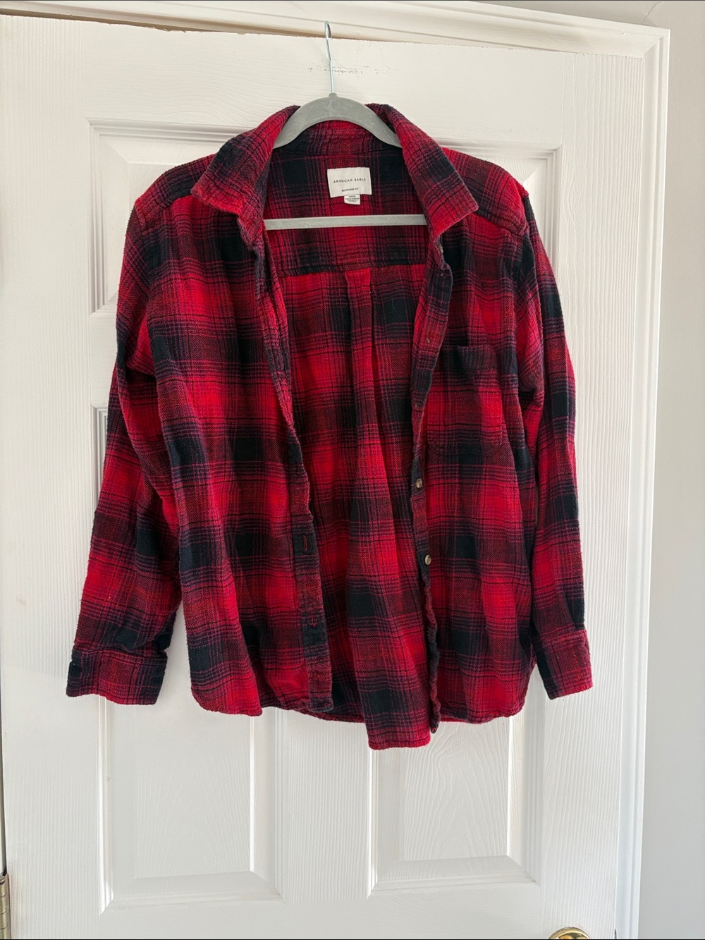 American Eagle Outfitters Red and Black Plaid Shirt